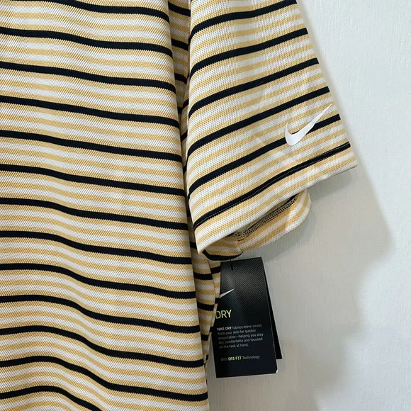NIKE MENS POLO SHIRT DRY FIT SHORT SLEVEE GOLD STRIPED BLACK SZ XL NEW - Picture 8 of 11